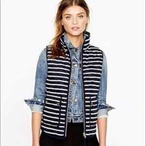 JCrew Navy and white stripped puffy vest